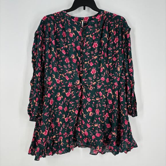 Free People Flower Fields Mini Dress Size S Emerald Green MSRP $128 NWT - Picture 7 of 10